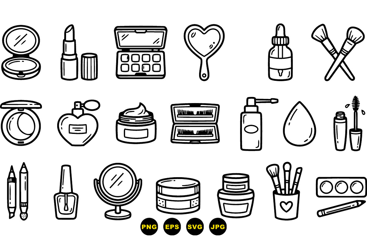 Hand Drawn Makeup Clipart Set, an Illustration by designvectx (Photo 3 of 3)