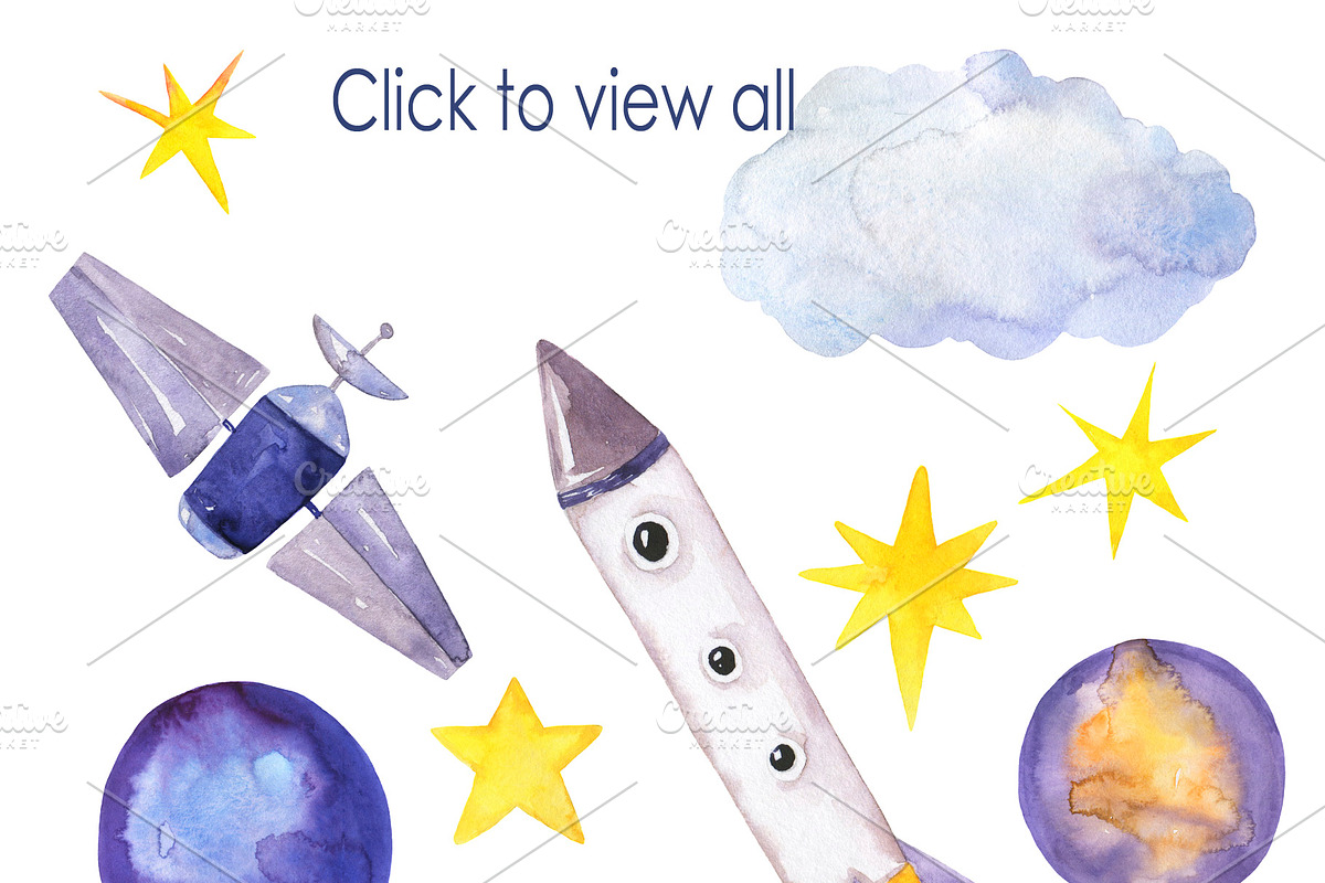Watercolor space for kids, an Illustration by Watercolor & sketches (Photo 2 of 8)