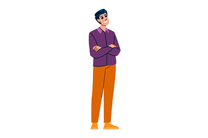 Confident businessman smiling with, a Person Illustration by pikepicture