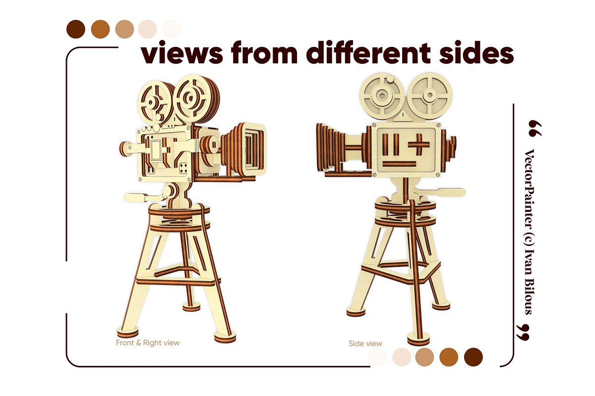 Retro Video Camera - Laser Cut File, an Object Graphic by VectorPainter (Photo 12 of 16)