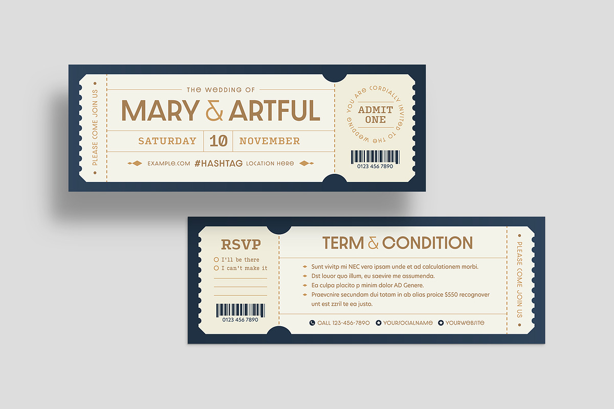 Wedding Ticket Template, an Invitation Template by BrandPacks (Photo 1 of 5)