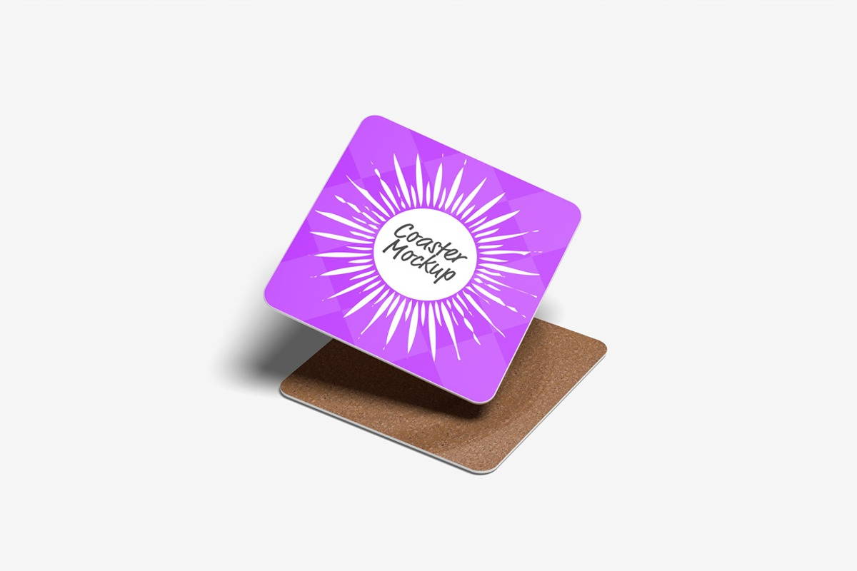 Square Coaster Mockup, a Cups & Container Mockup by Graphic Deal (Photo 7 of 8)