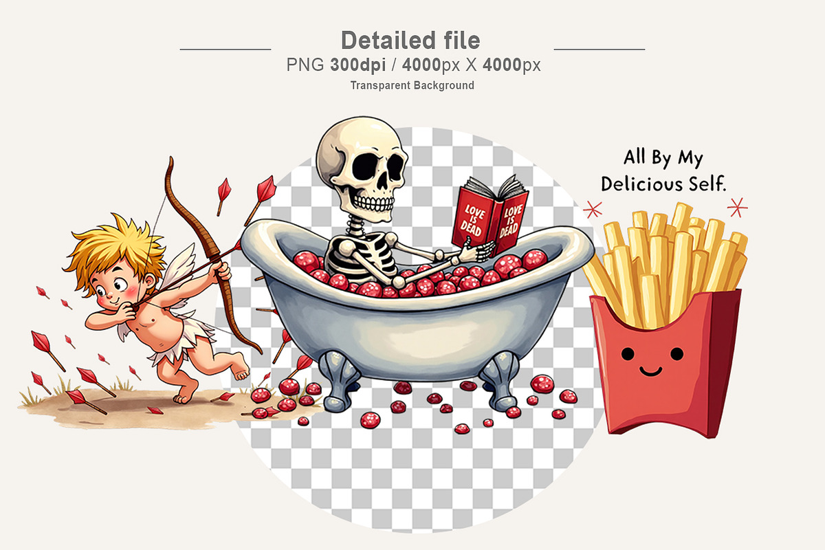 Sarcastic Valentine Watercolor PNG, an Illustration by Artnoy (Photo 4 of 8)