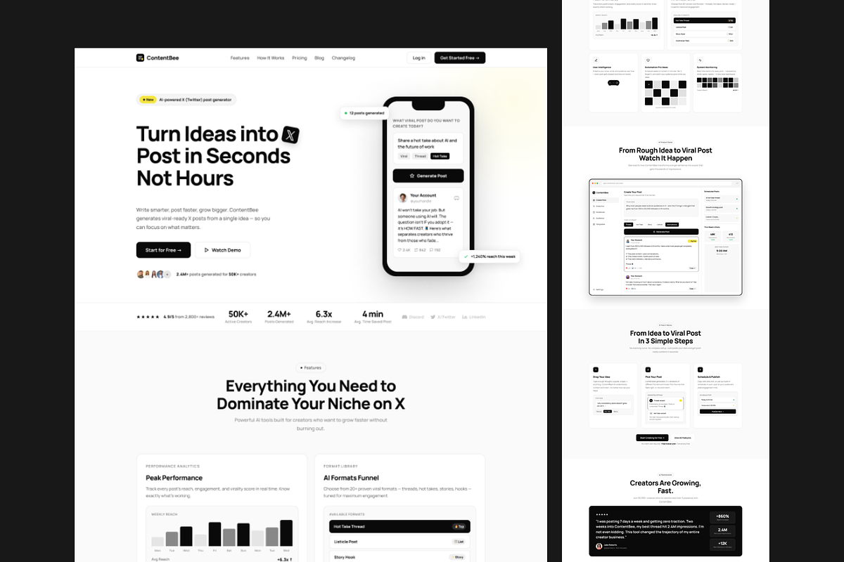 Ai Content Generation Website Figma, a Landing Page Template by Hammad Arif (Photo 1 of 5)