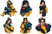 Modern Winter Girls Clipart Bundle, an Illustration by Craft Nest (Thumbnail 8 of 8)