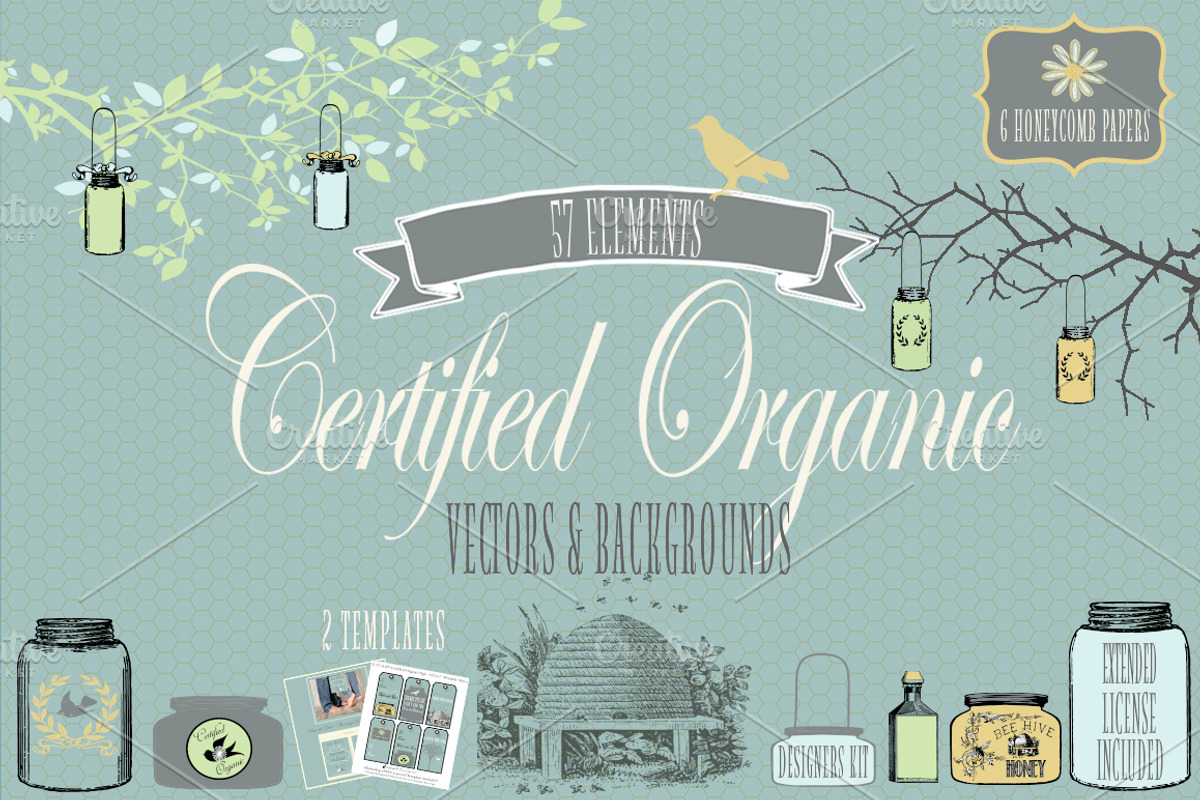 Certified Organic Vector Design Kit, an Illustration by Le Paper Cafe (Photo 1 of 5)