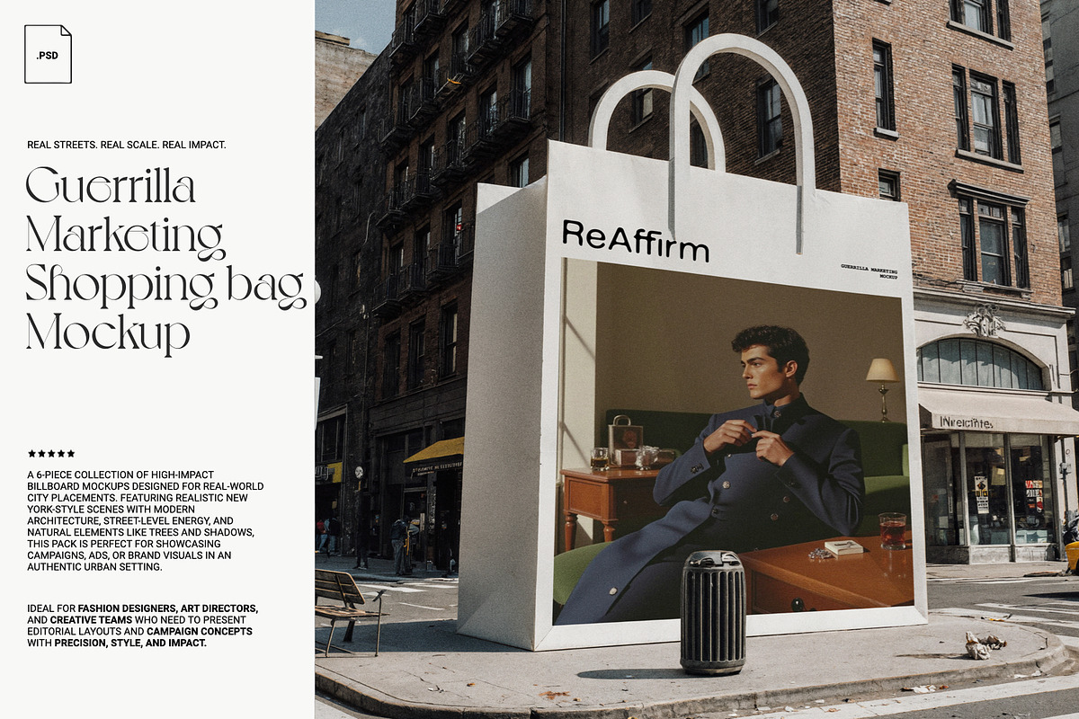 Guerrilla Marketing Shop Bag Mockup, a Mockup by ReAffirm (Photo 2 of 10)