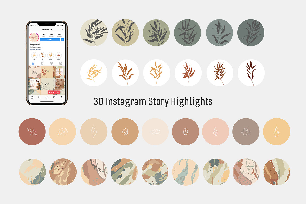 Sand & Green Instagram Highlights, a Social Media Template by dasha mo (Photo 1 of 2)
