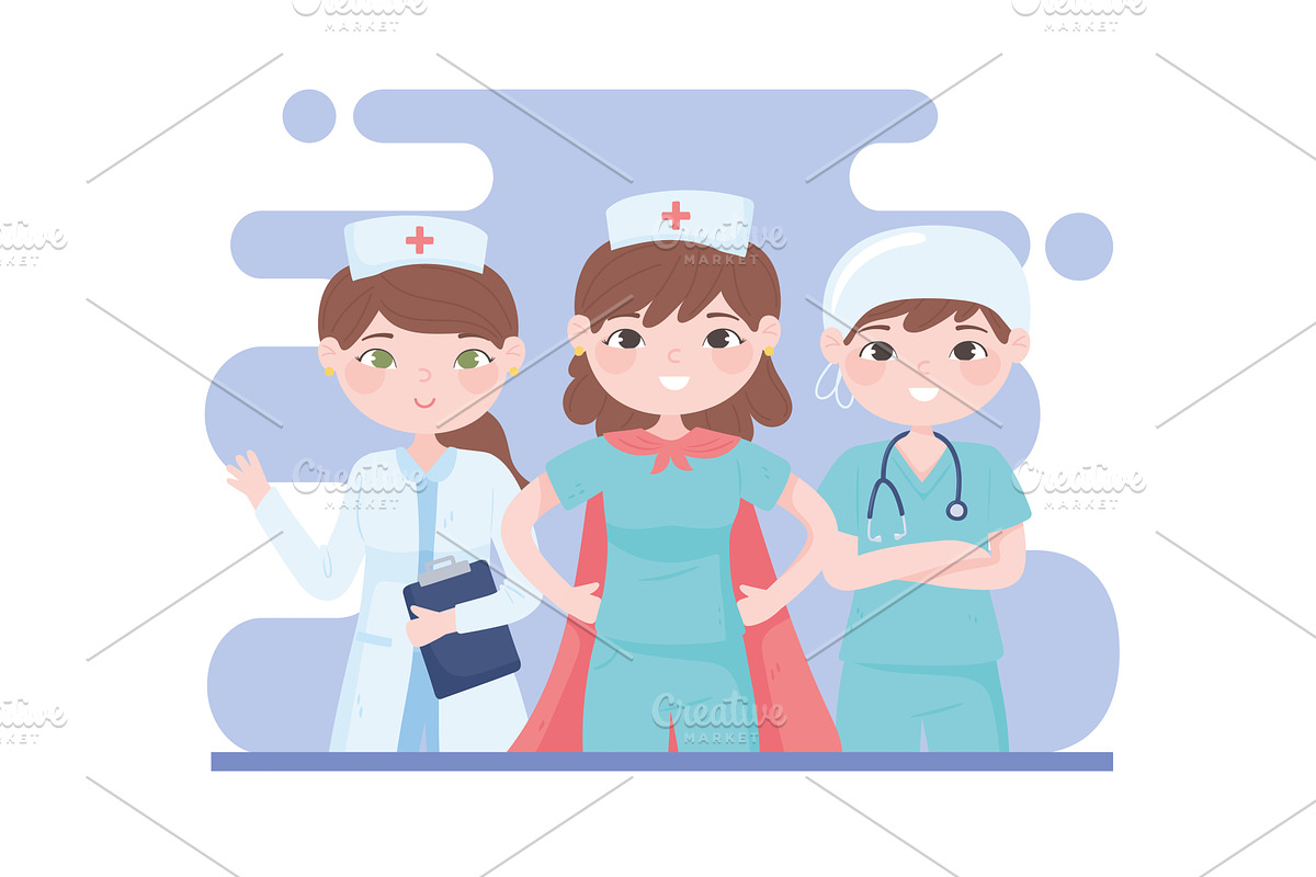 nurses hero characters, an Illustration by studiogstock