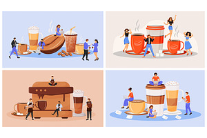 Coffee Culture Flat Illustration Set