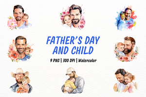 Father's Day with Child Clipart, a Person Illustration by New-School-Wave