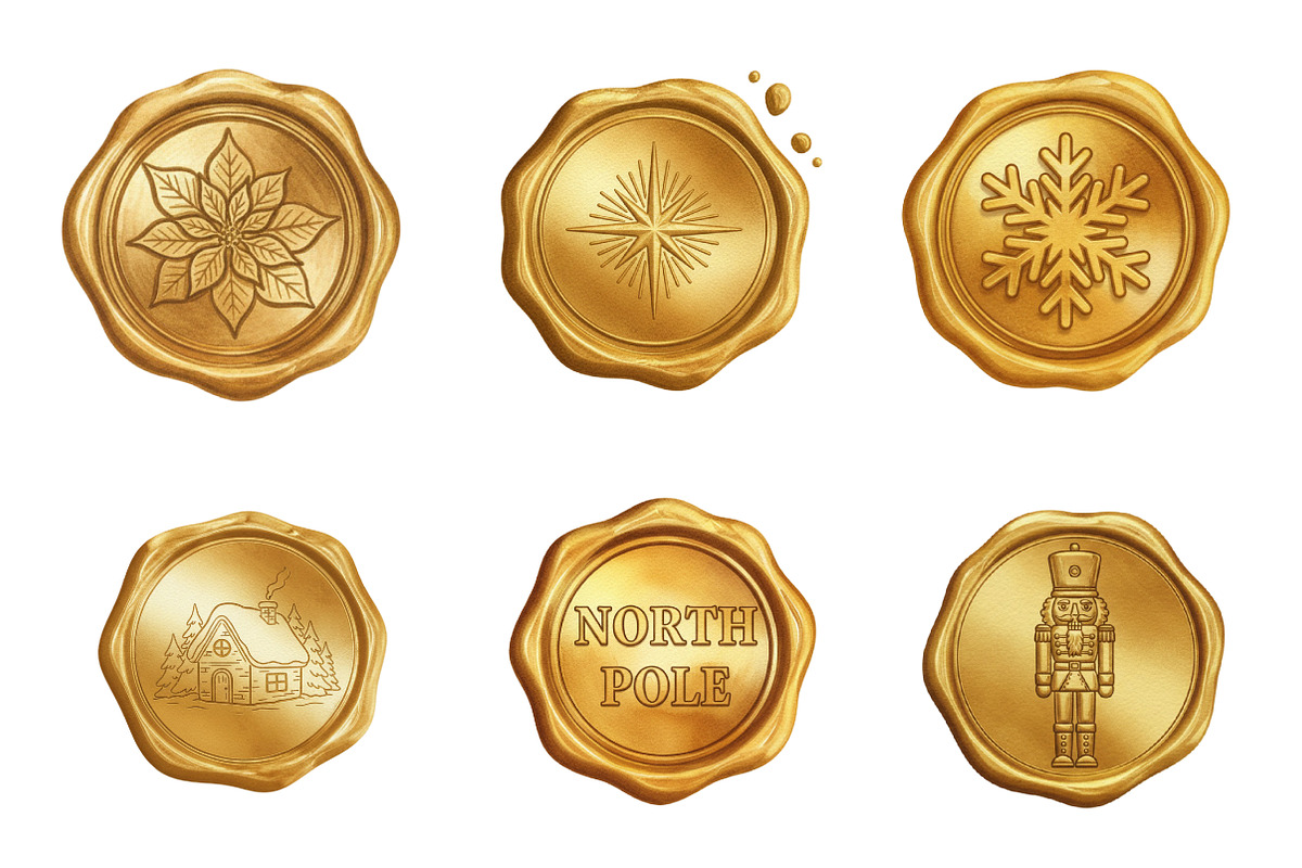 Christmas Golden Wax Seal PNG, an Illustration by SinaCreation (Photo 5 of 7)
