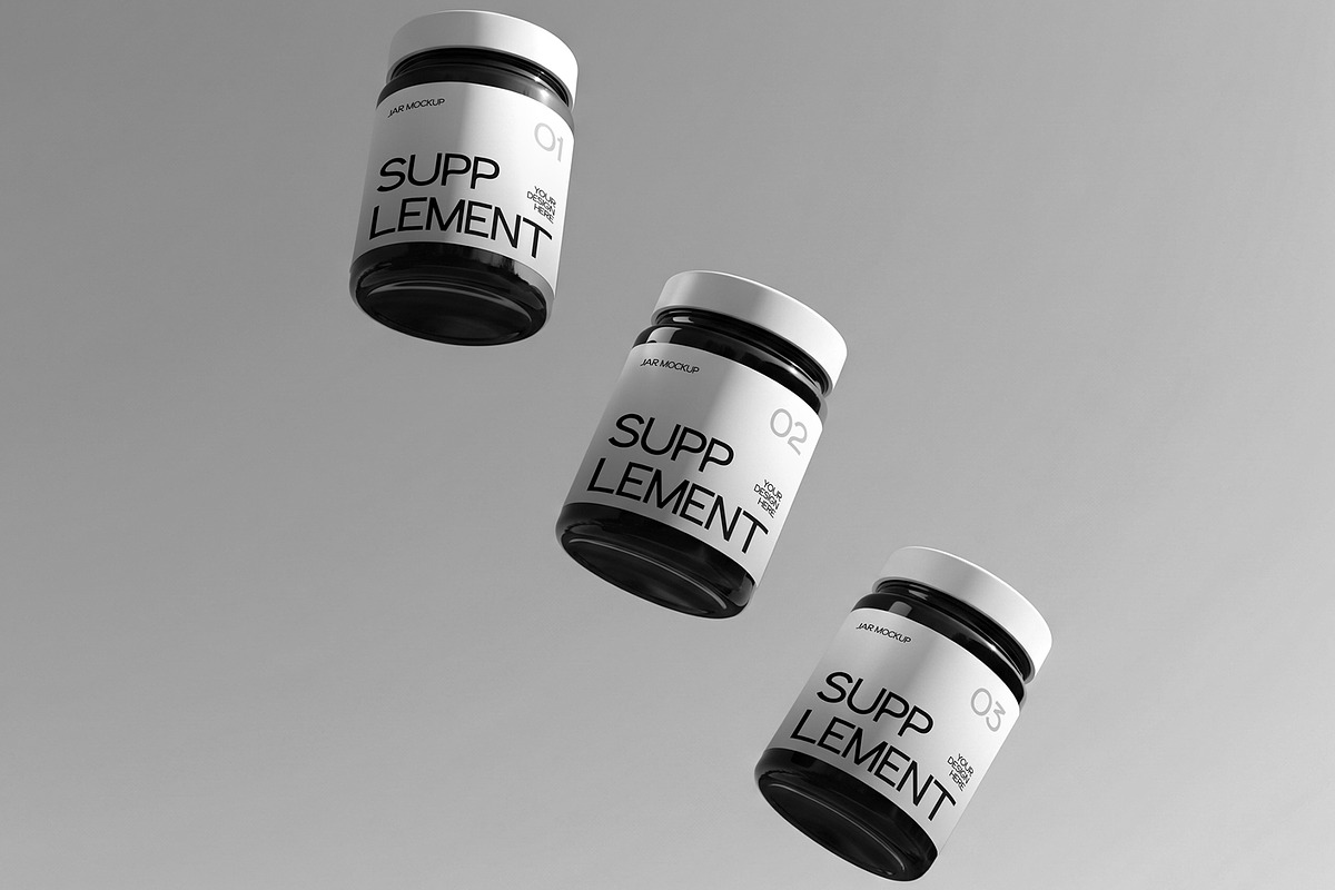 Floating Supplement Jar Mockup, a Packaging Mockup by graphypix (Photo 4 of 4)