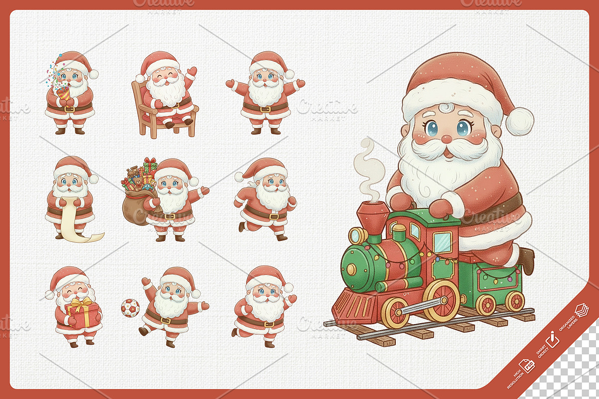 Charming Santa Claus Cute Kids, a Seasonal Illustration by Gohsantosa (Photo 2 of 4)