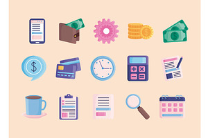 icons set budget management, an Object Illustration by studiogstock