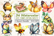 Cute Funny Cartoon Insects Clipart, an Illustration by DreamCafeArt (Thumbnail 1 of 5)