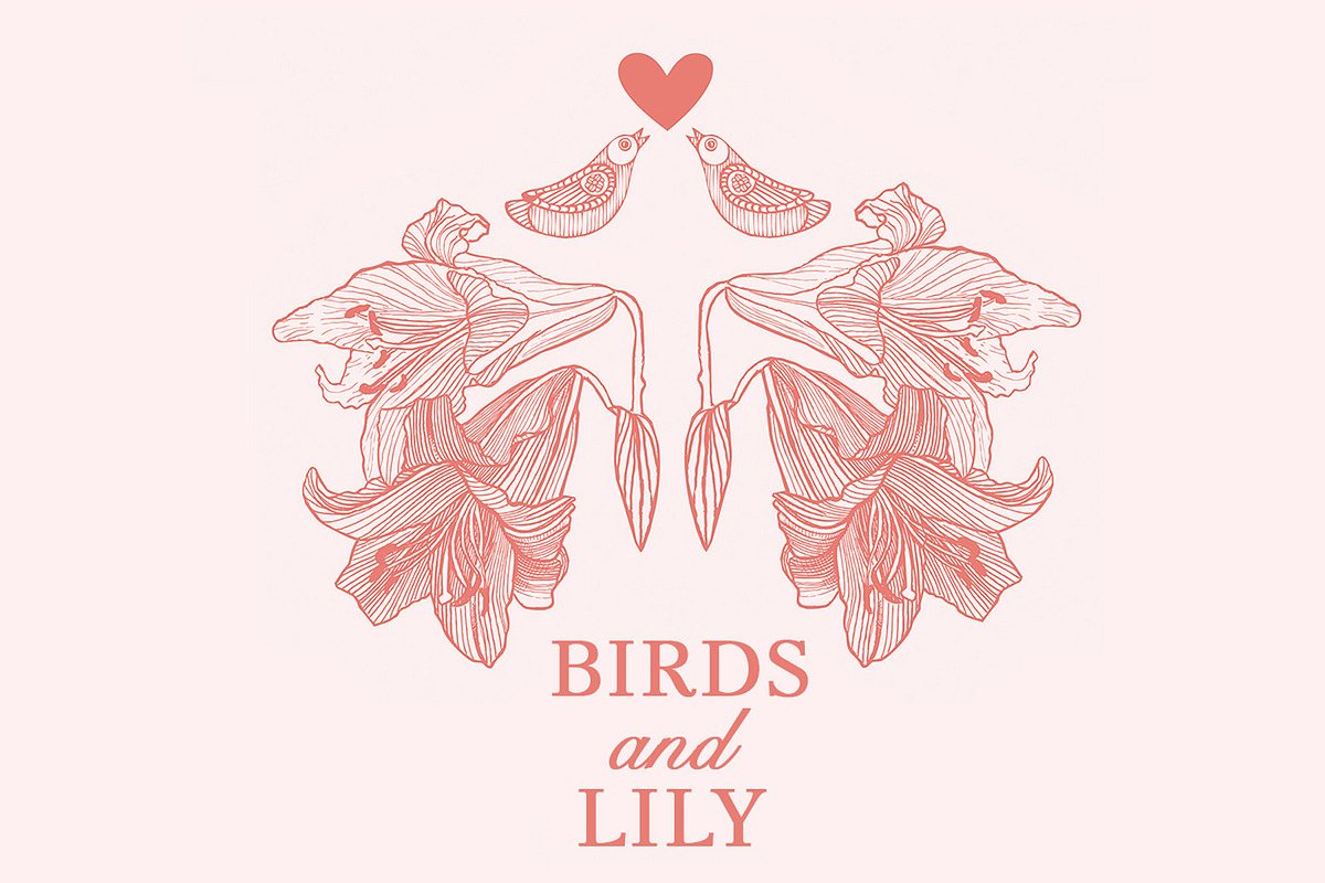 Vintage lily flowers and love birds, a Templates & Theme by Mehendra Art (Photo 1 of 3)