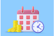 3d Time is money concept,time value, a Finance Illustration by ModVector