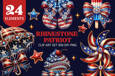 4th of July Rhinestone Clipart