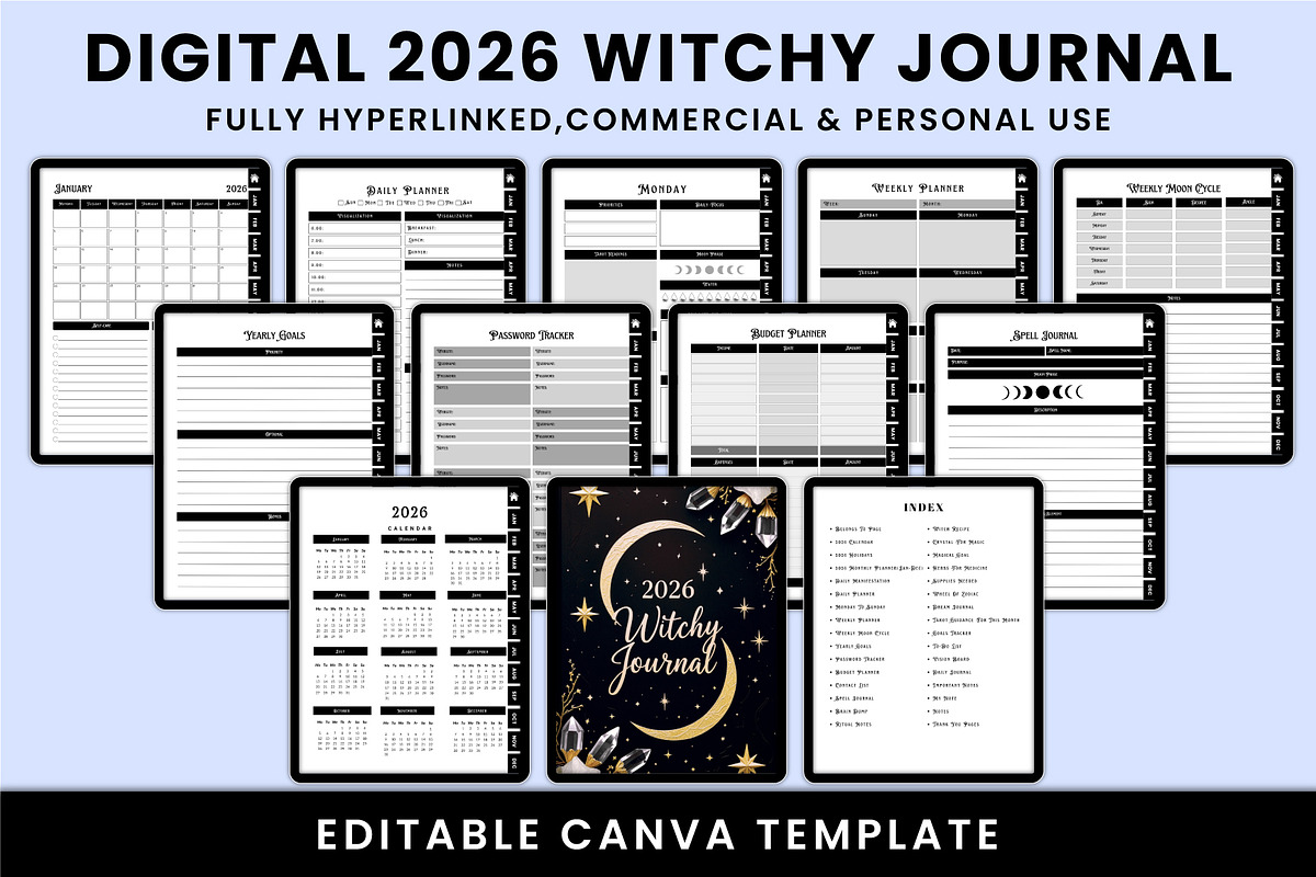 Digital 2026 Witchy Journal KDP, a Stationery Template by Shumaya (Photo 1 of 4)