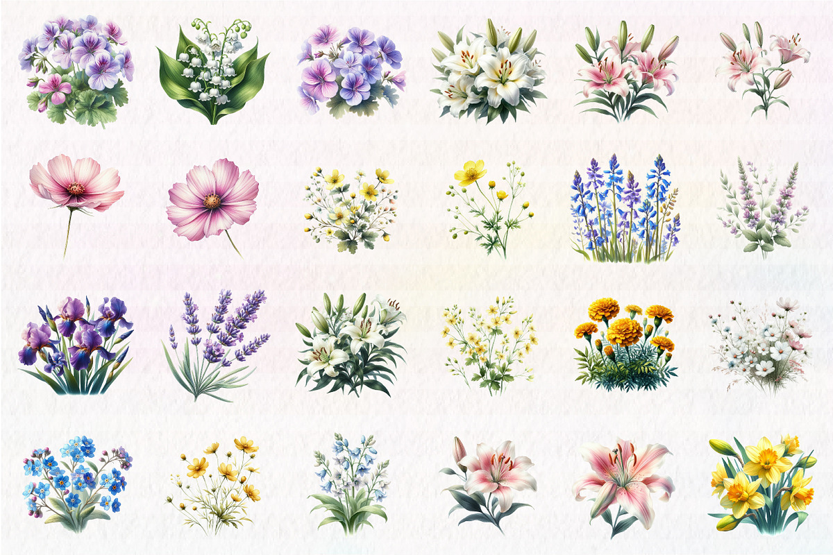 Wild Flowers,Spring Flowers Png, an Illustration by CreationArt (Photo 4 of 5)