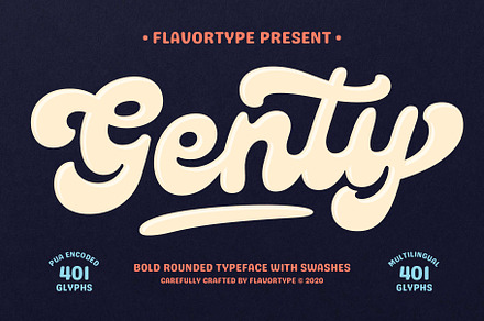 Genty - Bold Rounded Typeface, a Script Font by Flavortype