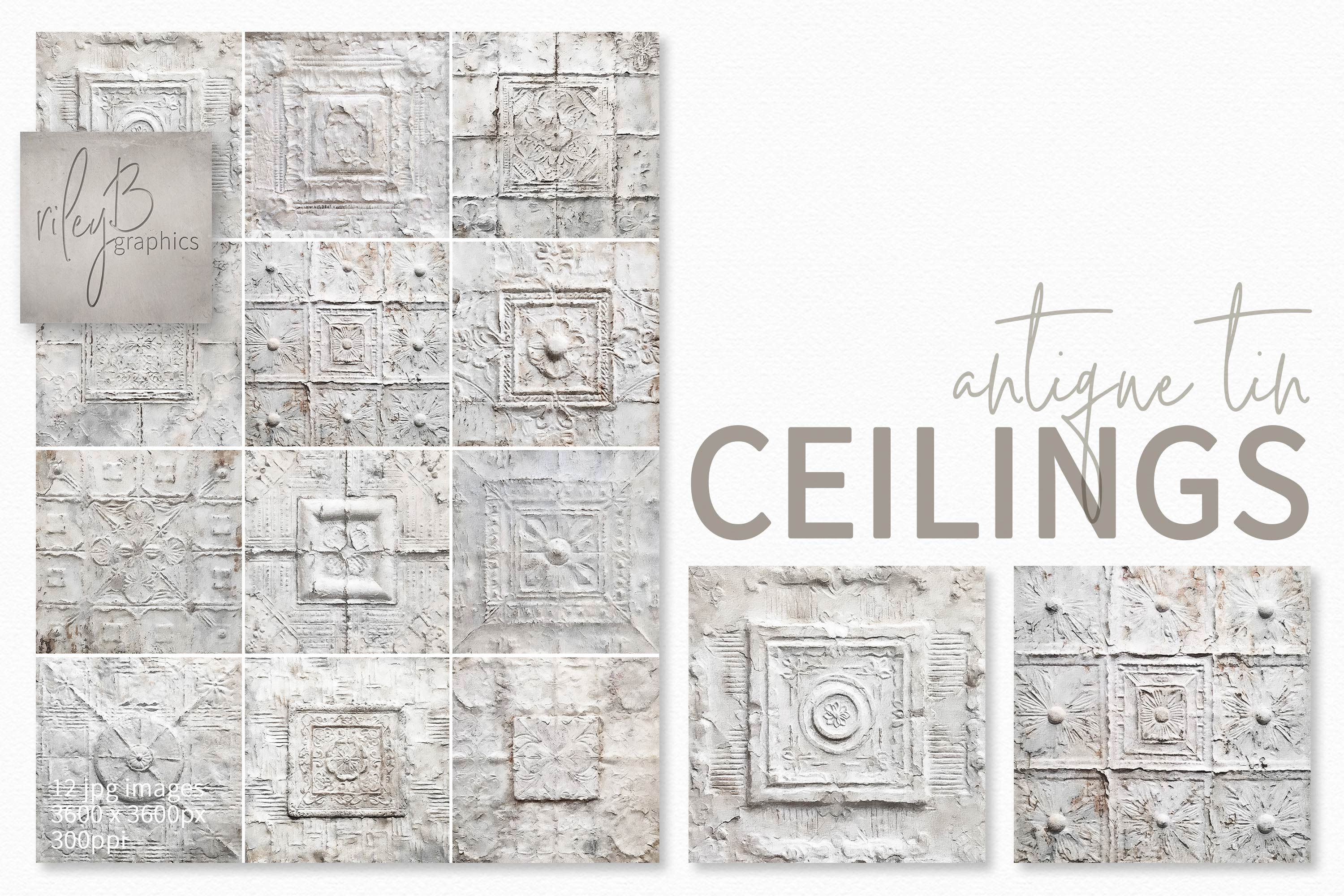 Antique Tin Ceiling Paintings, a Texture Graphic by rileyBgraphics