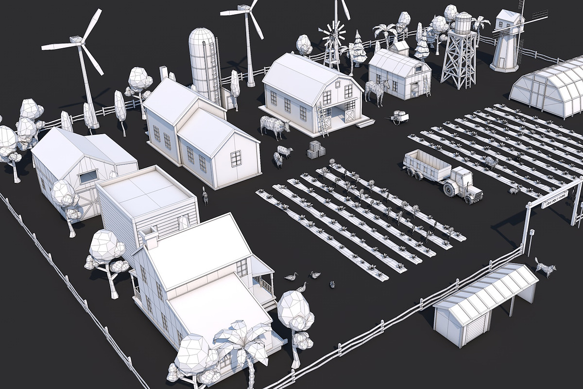 Low Poly Farm House and Animals Pack, an Architecture 3D Model by multimedia4ds (Photo 4 of 14)