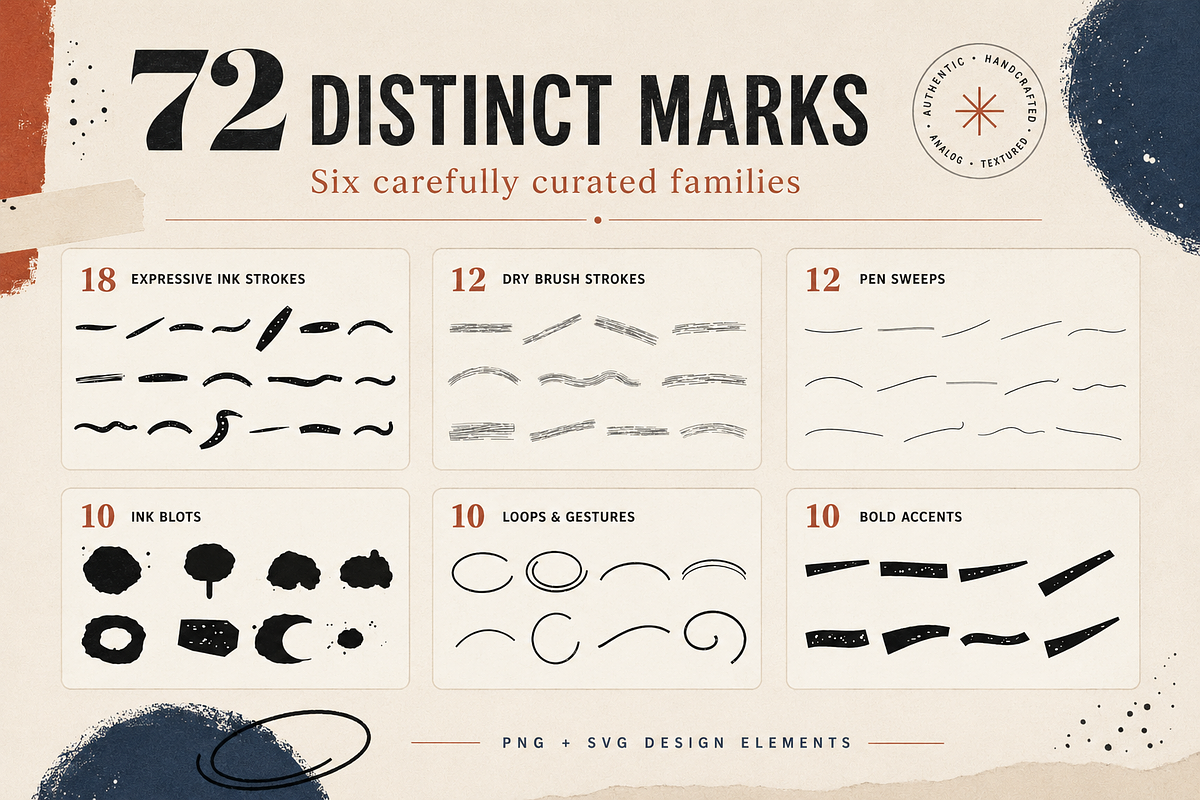72 Ink Marks & Pen Strokes, an Object Graphic by Designs24hr (Photo 4 of 6)