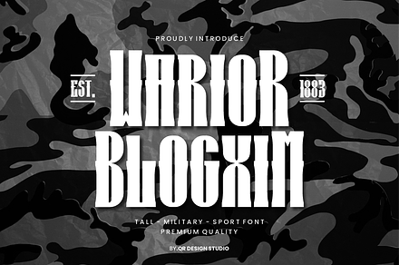 Warior Blogxim Tall & Military Font, a Serif Font by QR Design Studio