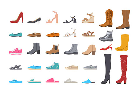 Women's basic shoes and boots icons, a Duotone Icon by Vectorikart