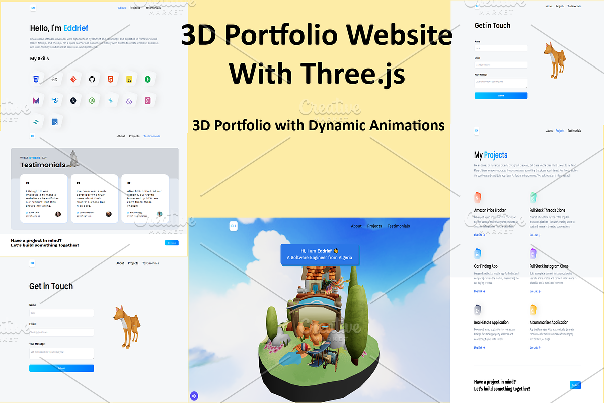 3D Portfolio Template Website, a React Template by WebMasteryStudio (Photo 1 of 7)