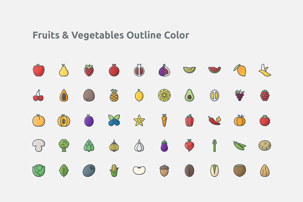 50 Fruits & Vegetables Color Icon, an Icon by Those Icons (Photo 2 of 2)