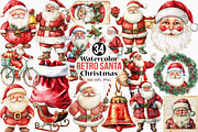 Retro Santa Christmas Clipart, an Illustration by Canvas Craft (Thumbnail 1 of 7)