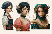 GOTHIC PORTRAIT GIRLS CLIPART PACK, a Person Illustration by Daring Digies (Thumbnail 3 of 5)