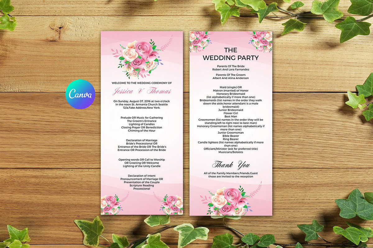 Wedding Ceremony Program Template