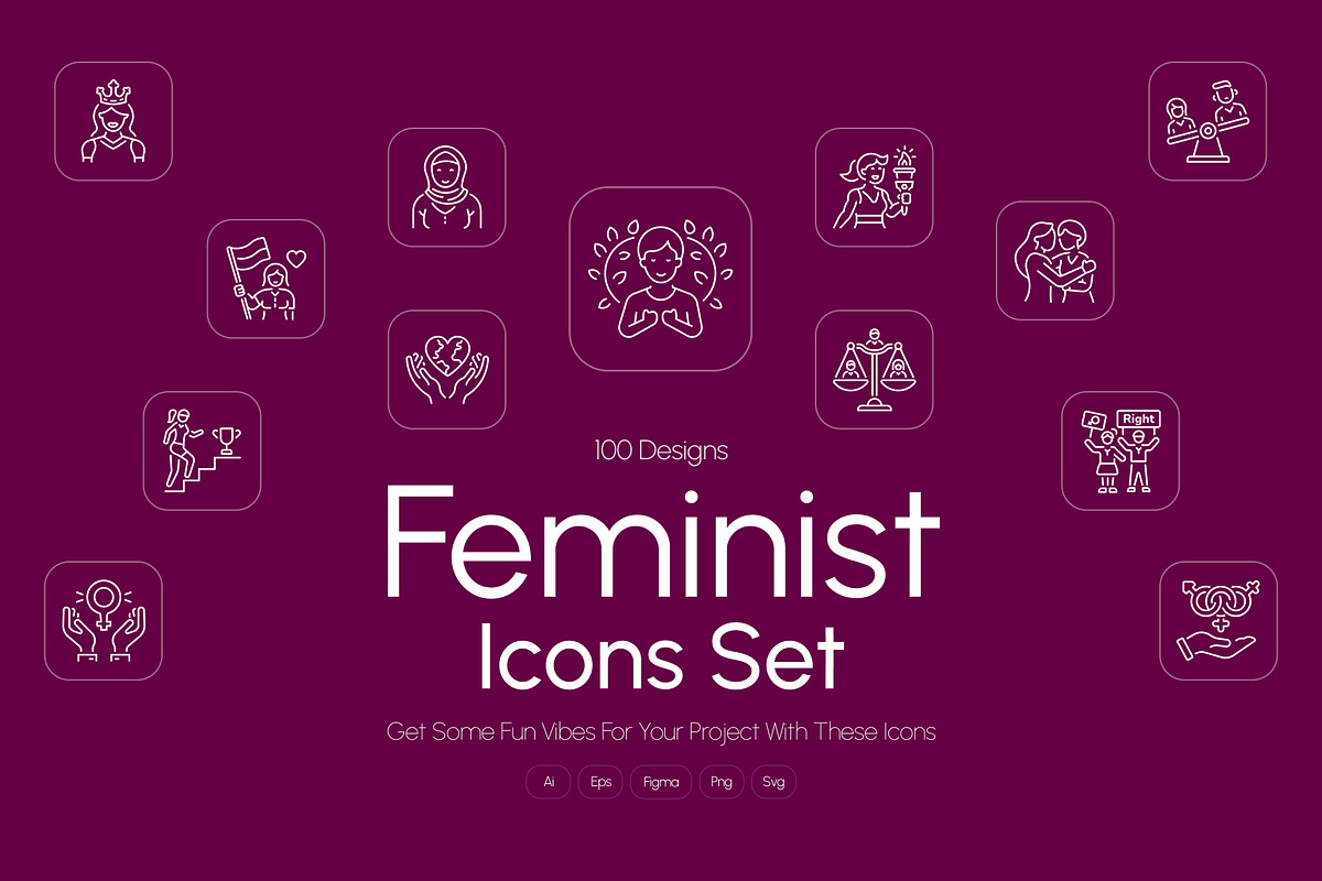 Feminist Icons Set, an Outline Icon by Prosymbols (Photo 1 of 8)