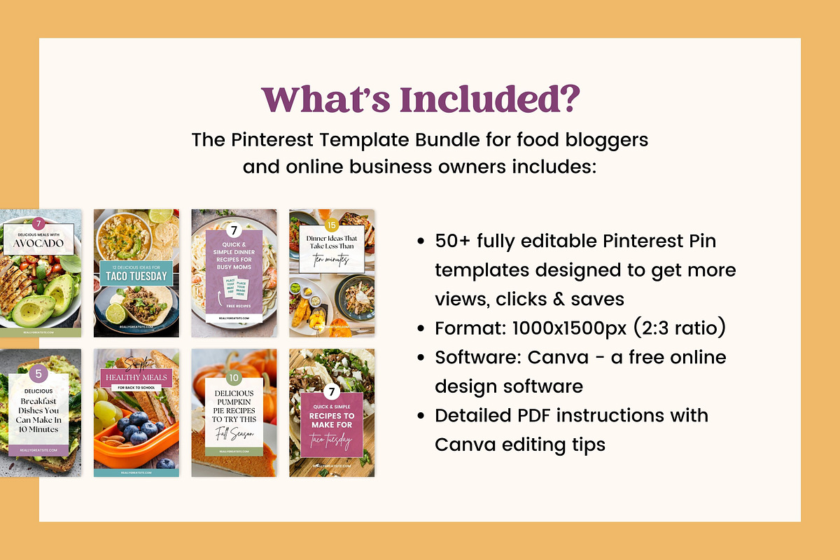 Canva Pinterest Food Blog Templates, a Social Media Template by Fallon Gerst (Photo 5 of 7)