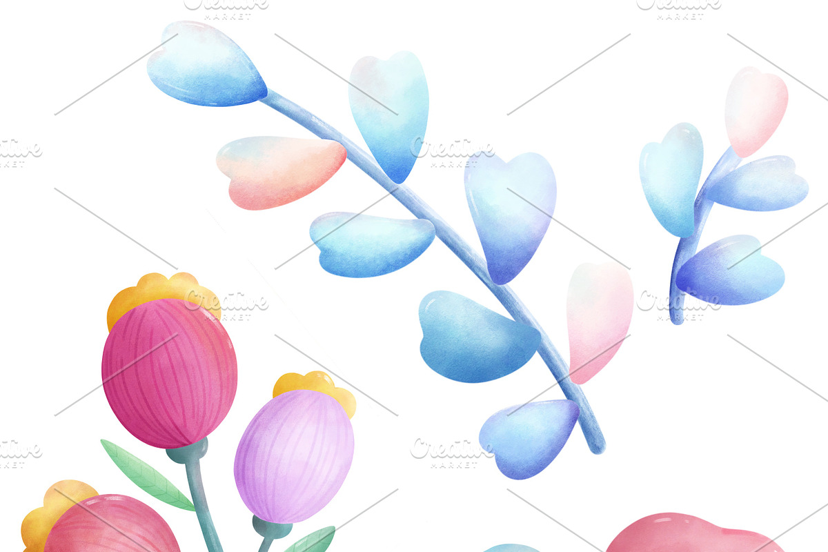Summer Flower Watercolor, a Seasonal Illustration by Sense Library (Photo 5 of 18)