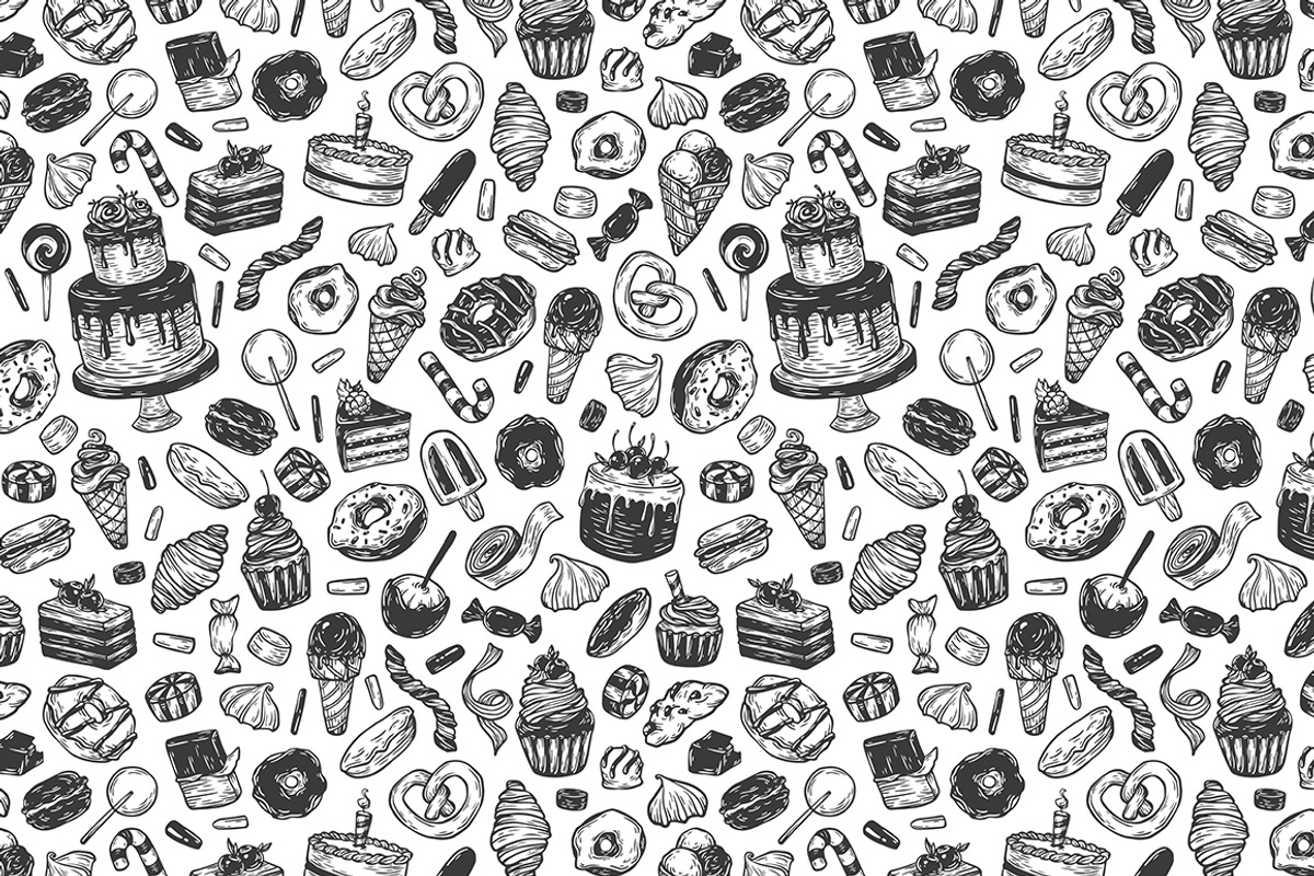 Sweet Dreams. Vector Set., a Food Illustration by Olga Olmix (Photo 7 of 8)