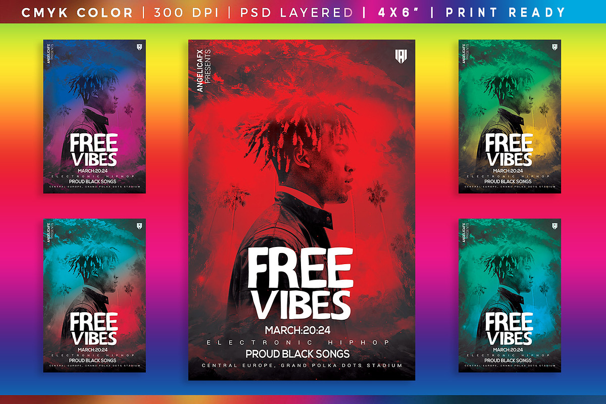 HipHop Free Vibes Photoshop Template, a Flyer Template by angelicafx