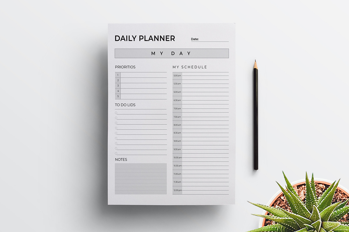 Editable Daily Planner KDP Interior, a Stationery Template by Mazharul Islam (Photo 2 of 3)
