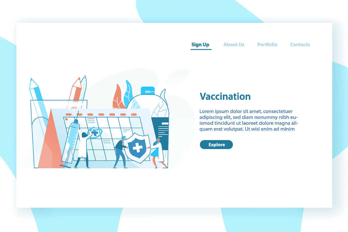 Vaccination concept banner, a Healthcare Illustration by Good Studio (Photo 1 of 3)