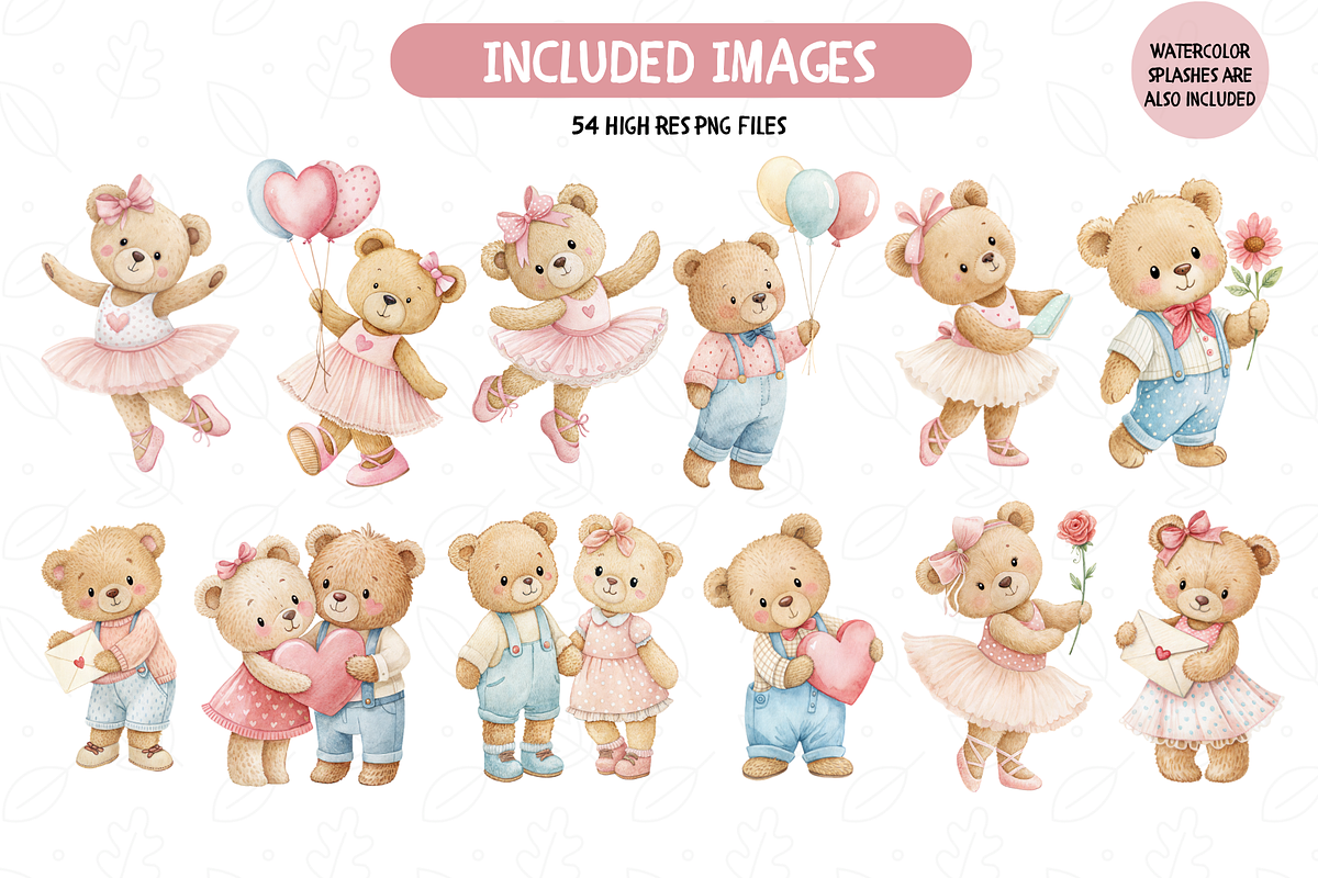 Pastel Teddy Bears Clipart Bundle, an Illustration by TatiMockup (Photo 2 of 6)