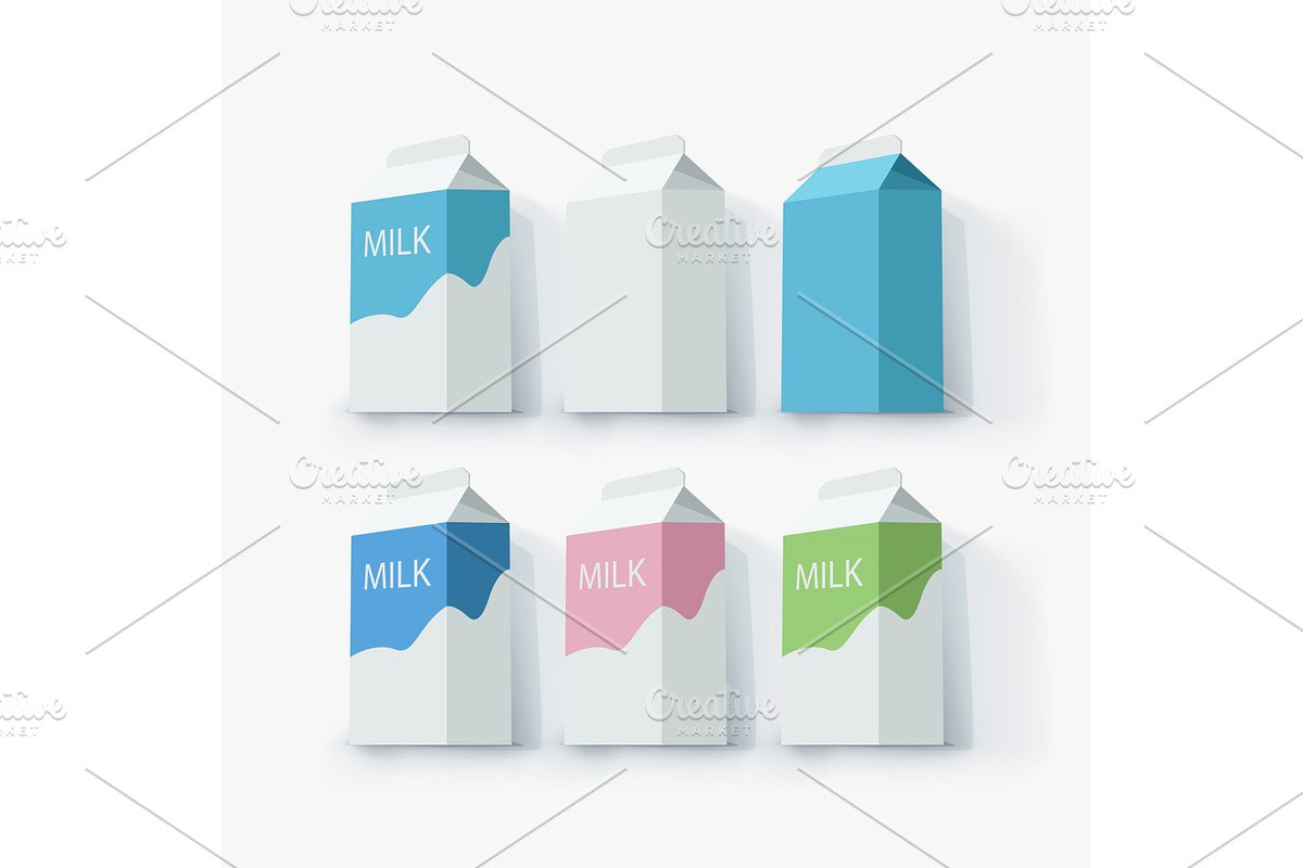 various milk packages in set on, a Food Illustration by IfH