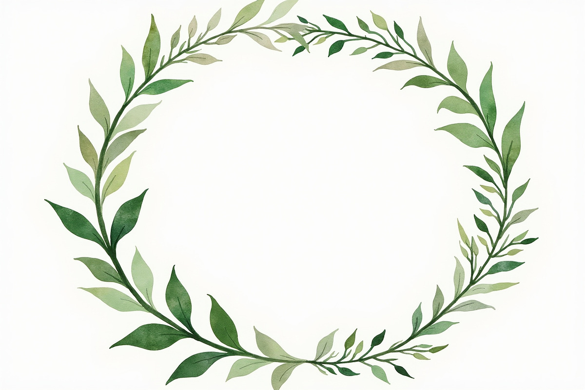 Green Watercolor Leaf Wreaths, an Illustration by Amazin_art (Photo 7 of 10)