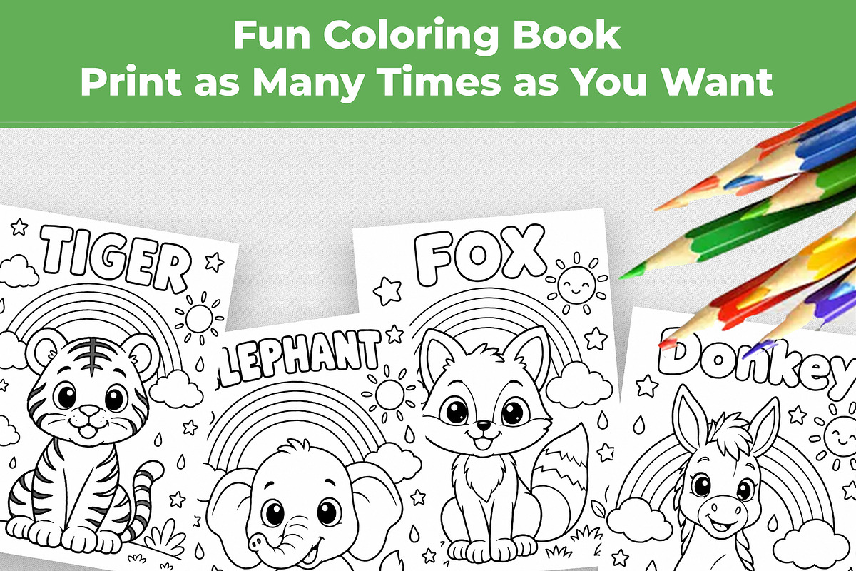 Animal Coloring Book Kids 30 Page, an Education Illustration by Mohammad Sarfaraz (Photo 3 of 15)