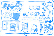Cozy workspace Lineart, a Work Illustration by Carpet Tapete Pretzel (Thumbnail 1 of 3)