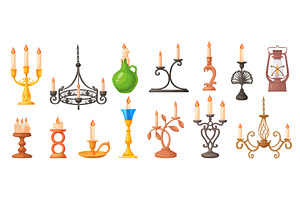 Cartoon candlesticks. Vintage, an Object Illustration by Stock-Smart-Start