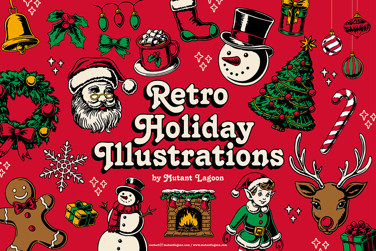 Retro Holiday Illustrations, a Seasonal Illustration by Mutant Lagoon (Photo 1 of 5)